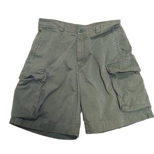 Nautica Clipper Green Khaki Cargo Shorts Relaxed Fit 100% Cotton Mens W34